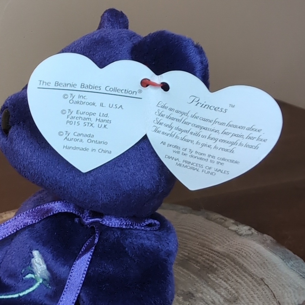 Ty Beanie Baby PRINCESS Diana Of Wales Teddy Bear - Retired Collectible 🌹💜 - Picture 8 of 10